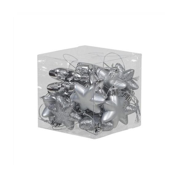 Csillag akasztós fényes-matt, glitteres 5 cm - Fehér S/18