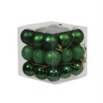 Gömb műanyag 3cm - Zöld fényes-matt-glitteres S/27