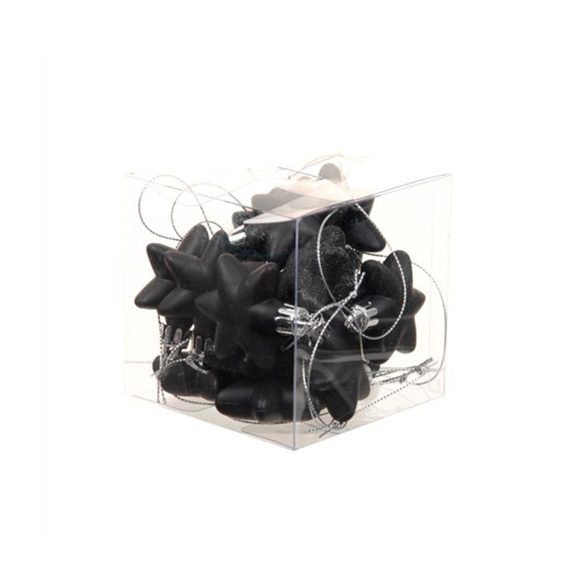 Csillag akasztós fényes-matt, glitteres 5 cm - Fekete S/18