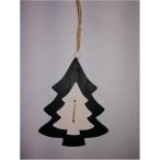 Akasztós dísz fenyőfa fa 9.5x12cm fekete S/2 SSS