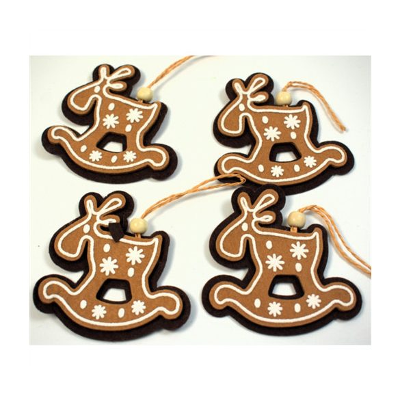 Mézeskalács filc akasztható 9x8,5cm - Hintaló (4db/csom.)