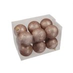 Műanyag gömb 8cm glitteres - Pezsgő S/12