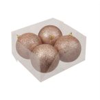 Műanyag gömb 10cm glitteres - Pezsgő S/4