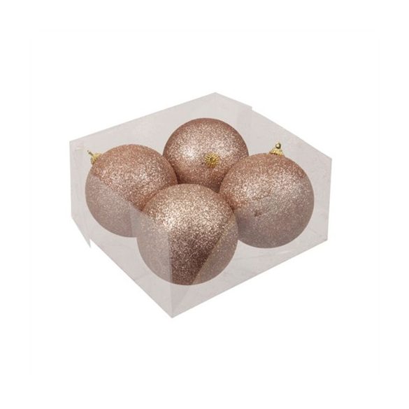 Műanyag gömb 10cm glitteres - Pezsgő S/4