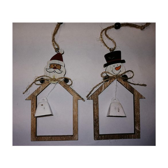 Házikó akasztós fa 10.5x14cm natúr S/2