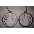 Hóember akasztós fa 10cm natúr S/2