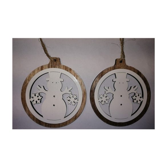 Hóember akasztós fa 10cm natúr S/2