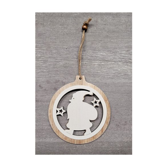 Mikulás akasztós fa 10cm natúr S/2