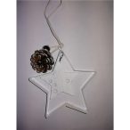 Csillag akasztós fém/fa 10cm fehér
