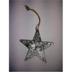 Csillag akasztós fa 10/13cm ezüst S/4