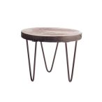 Kis szék kerek fém-fa 20x17cm - Natúr