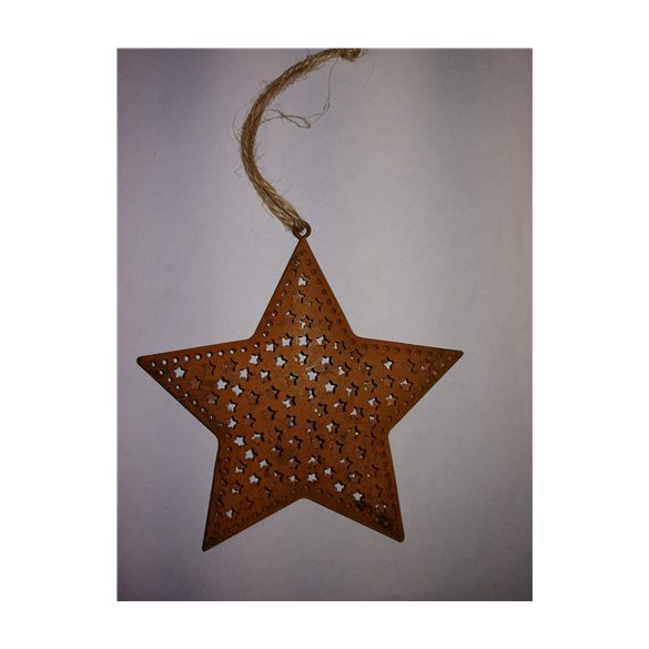 Csillag akasztós fém 11cm bronz S/2