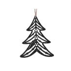 Fenyőfa glitteres akasztós 8,5x10,5cm - Fekete S/8