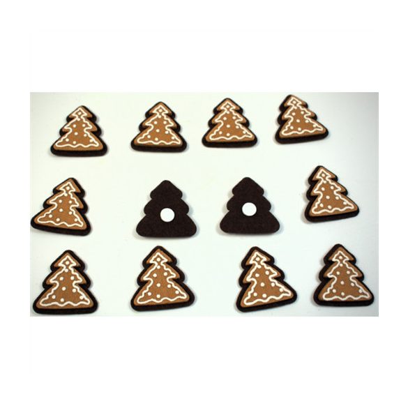 Mézeskalács filc öntapadós 4,5x4,5cm - Fenyő (12db/csom.)