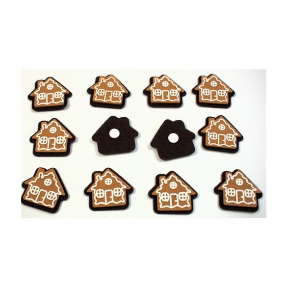 Mézeskalács filc öntapadós 4,5x4cm - Ház (12db/csom.)