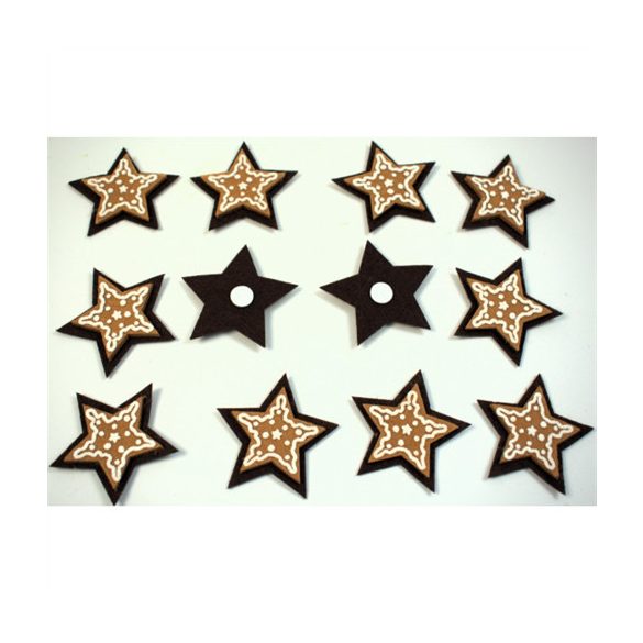 Mézeskalács filc öntapadós 4,5x4,5cm - Csillag (12db/csom.)