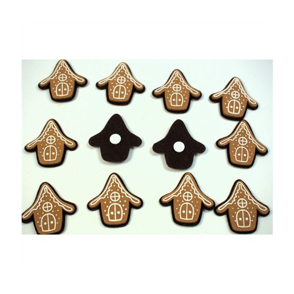 Mézeskalács filc öntapadós 5x5cm - Kunyhó (12db/csom.)