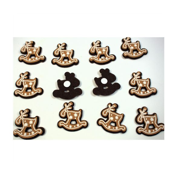 Mézeskalács filc öntapadós 4,5x4,5cm - Hintaló (12db/csom.)