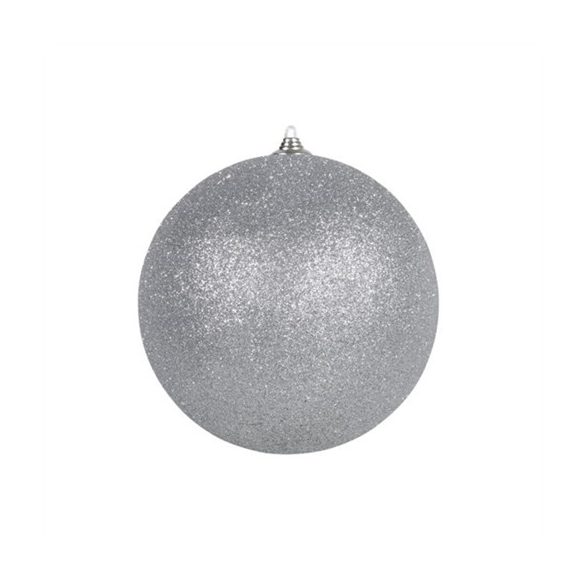 Műanyag gömb 13,5cm glitteres - Ezüst