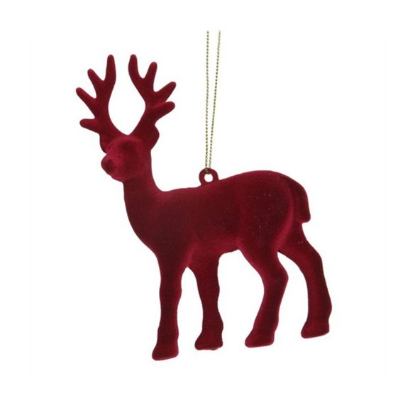 Rénszarvas flokkolt, akasztós 10x13cm - Bordó