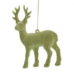 Rénszarvas flokkolt, akasztós 10x13cm - Zöld