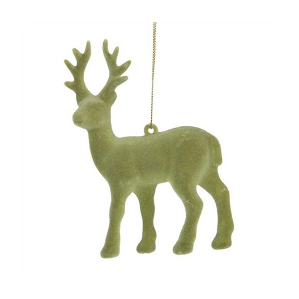 Rénszarvas flokkolt, akasztós 10x13cm - Zöld