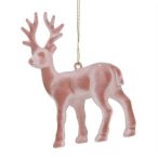 Rénszarvas flokkolt, akasztós 10x13cm - Rózsaszín