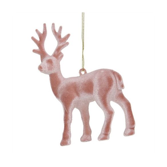 Rénszarvas flokkolt, akasztós 10x13cm - Rózsaszín