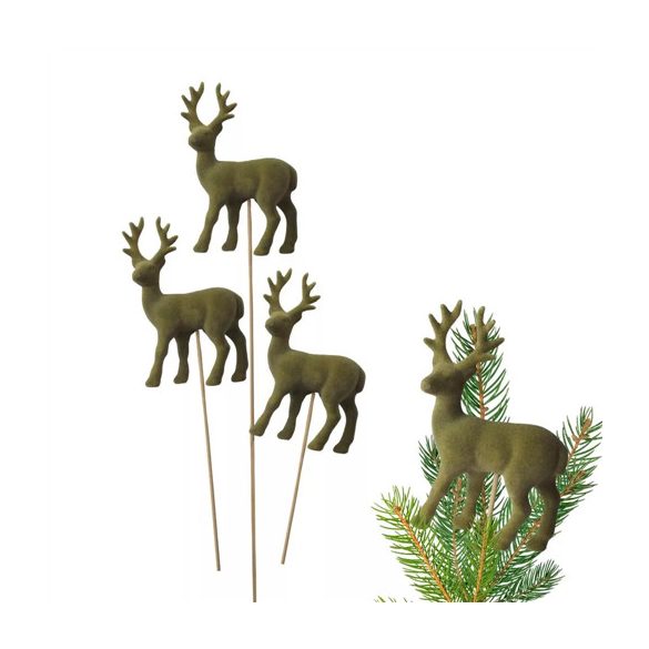 Rénszarvas flokkolt betűzős 10x13cm - Zöld S/4