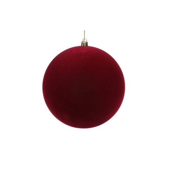 Műanyag gömb 15cm flokkolt - Bordó