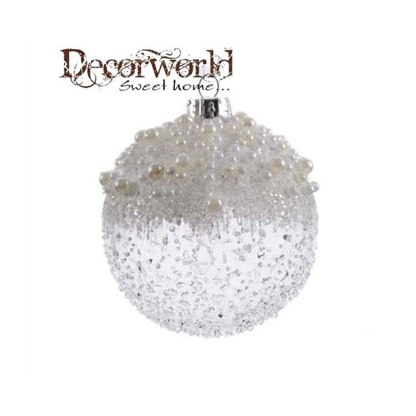 Gömb 8cm x3 üveg gyöngy díszítéssel