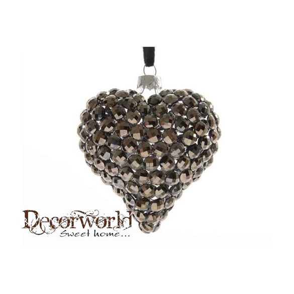 Szív üveg akasztós 8cm  S/2