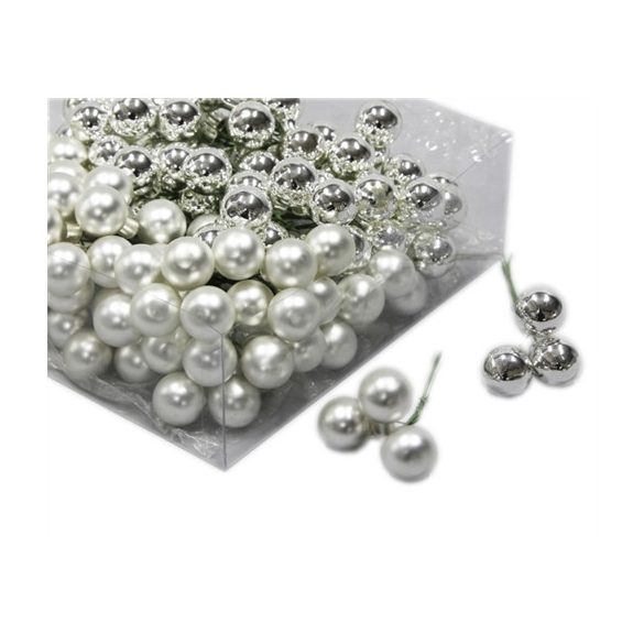 Gömb betűzős üveg 2cm fényes-matt - Ezüst S/144