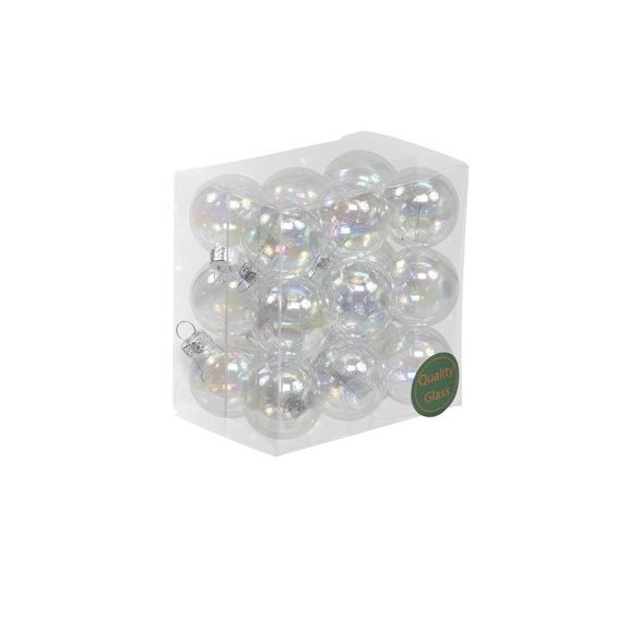 Üveggömb átlátszó szivárványos 3 cm S/18