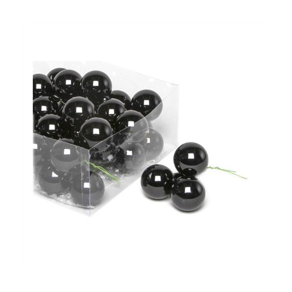 Gömb betűzős üveg 2cm fekete fényes S/144