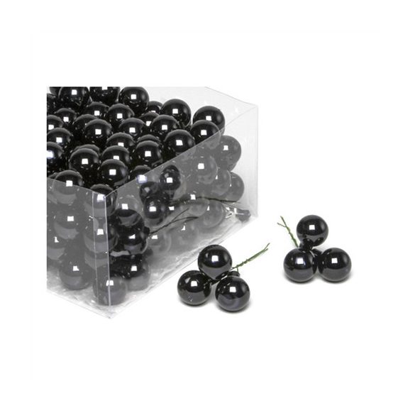 Gömb betűzös üveg 2,5cm fekete fényes S/6