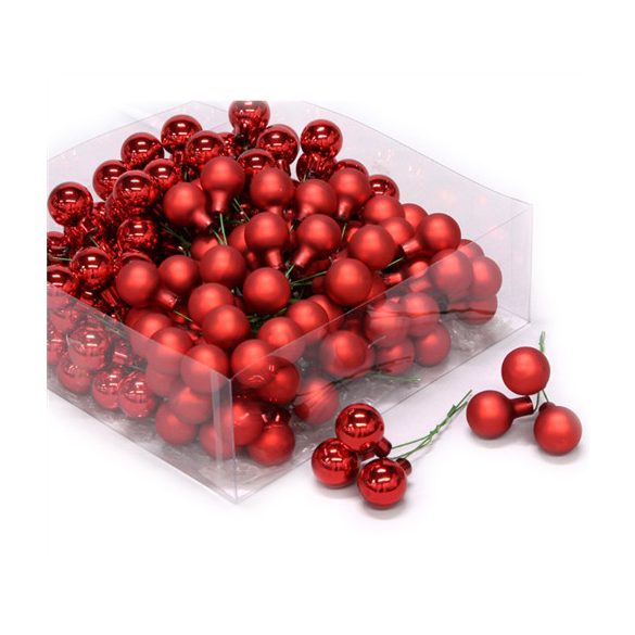 Gömb betűzős üveg 3 cm fényes-matt S/72 - Piros