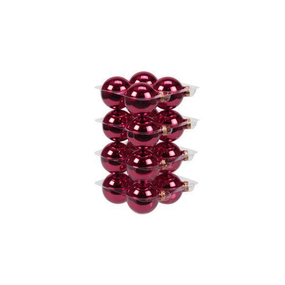 Gömb üveg 8 cm málna piros fényes S/16