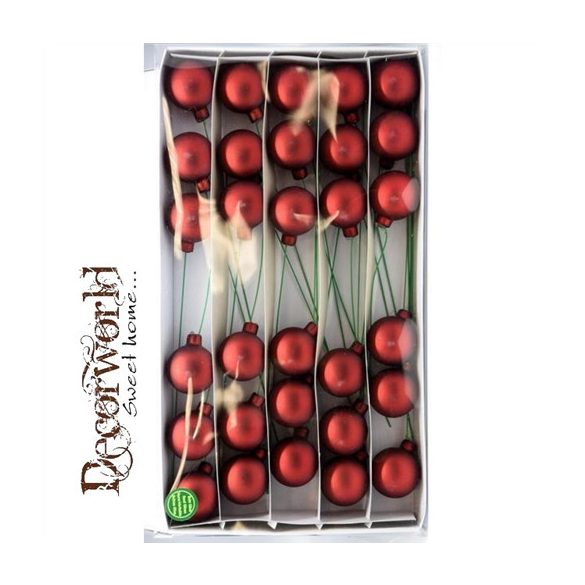 Gömb üveg betüzős 40 mm - Matt bordó S/30