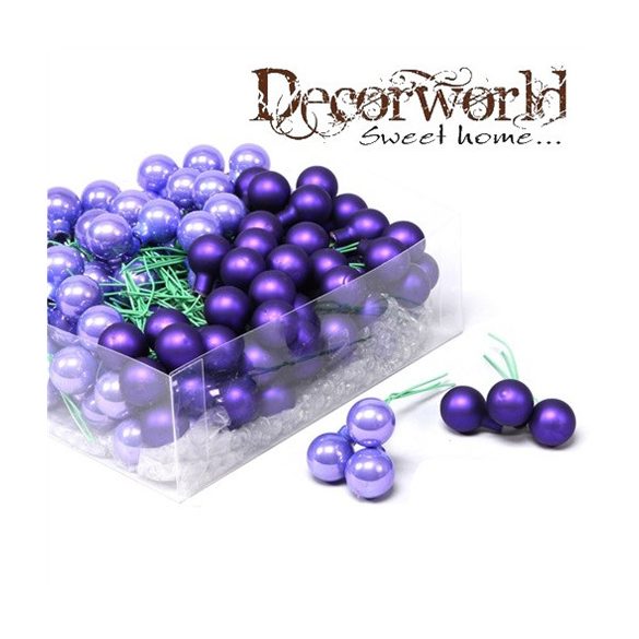 Gömb betűzős üveg 2cm lila fényes-matt S/144db