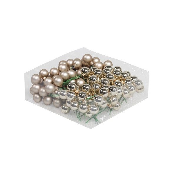 Gömb betűzős üveg 2,5 cm fényes-matt S/144 - Pezsgő