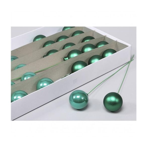 Gömb betűzős üveg 3cm menta zöld fényes-matt S/72db