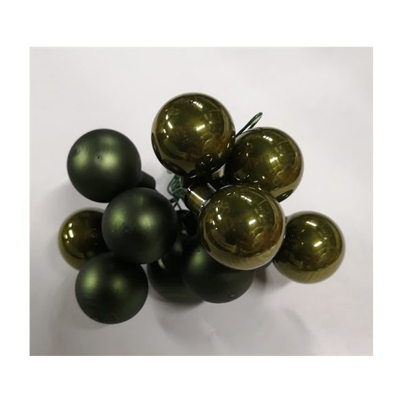 Gömb betűzős üveg 2 cm sötét zöld matt-fényes S/144