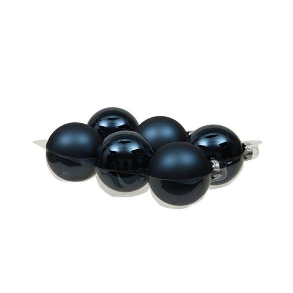 Üveggömb 8cm fényes-matt S/6 - Night Blue