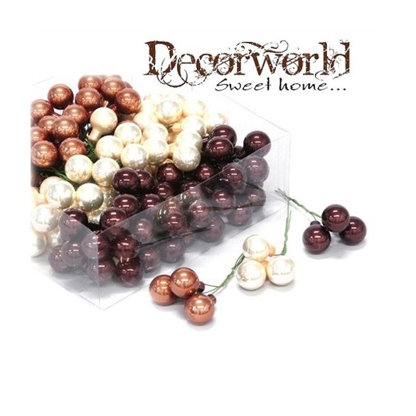 Gömb betűzős üveg 2cm sötét barna-krém fényes-matt S/12