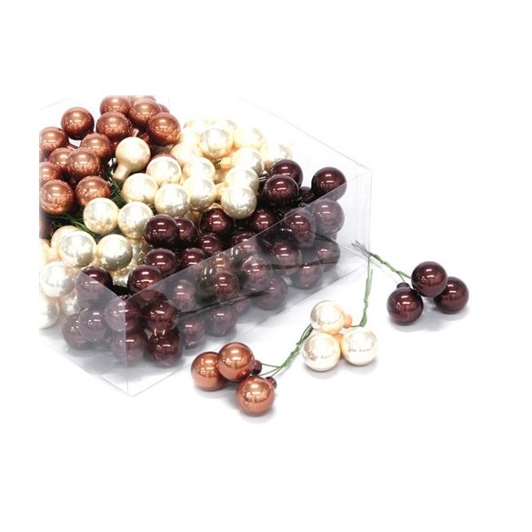 Gömb betűzős üveg pick szett 2 cm S/144 - Barna-krém fényes/matt