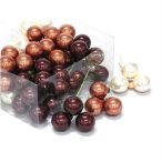   Gömb betűzős üveg pick 3 cm S/72 - Barna, krém Matt/fényes