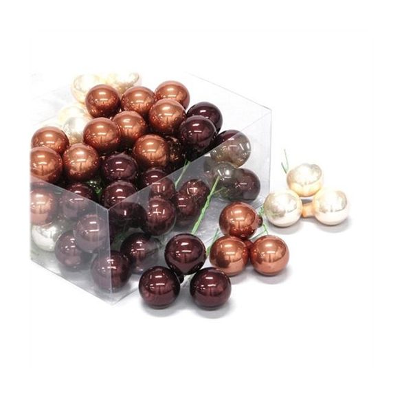 Gömb betűzős üveg pick 3 cm S/72 - Barna, krém Matt/fényes