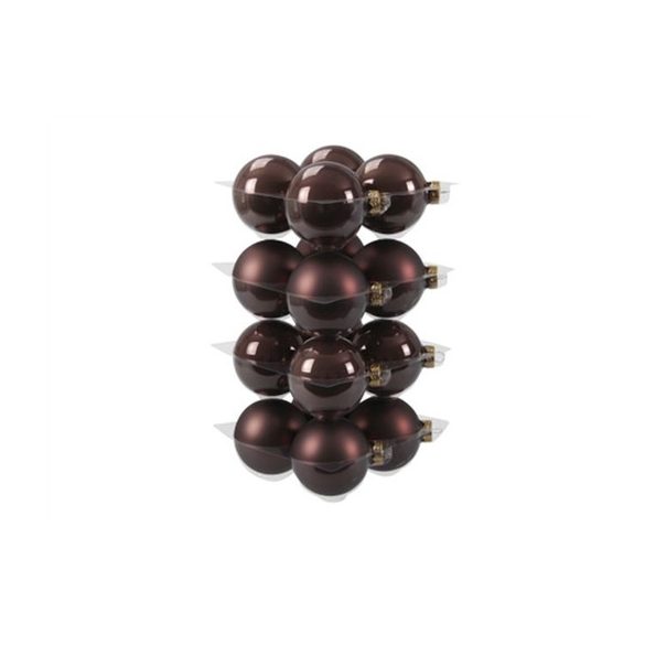 Gömb üveg 8 cm mogyoróbarna fényes-matt S/16