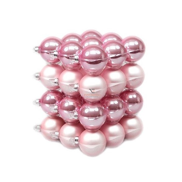 Gömb üveg 5,7  cm világos rózsaszín matt-fényes S/36